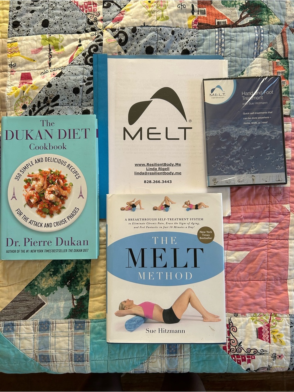 Books, DVD and a teaching booklet.
Dukan Diet, The Melt Method. All Yours